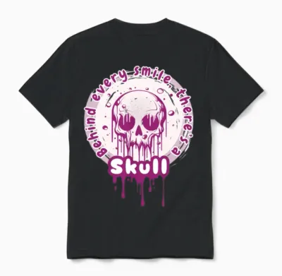 Melting Skull with Smiling Message Unisex T-Shirt - Black