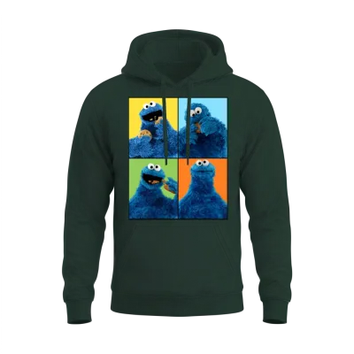 Sesame Street Four Poses of Cookie Monster Unisex Hoodie - Forest