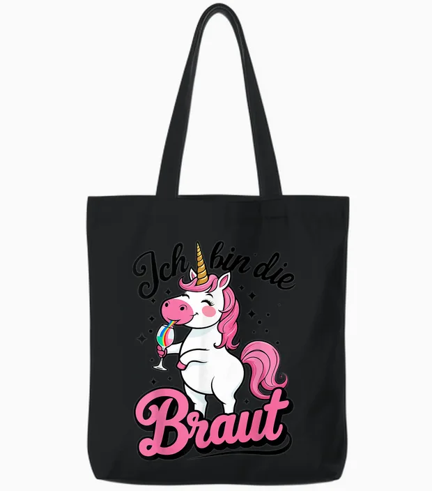 Ich Bin Die Braut Einhorn Junggesellenabschied Women's Jga T-Shirt, White, S Tote Bags in Black
