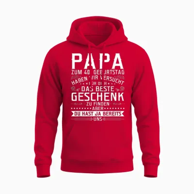 Papa Gift Quote 40th Birthday Unisex Hoodie - Red