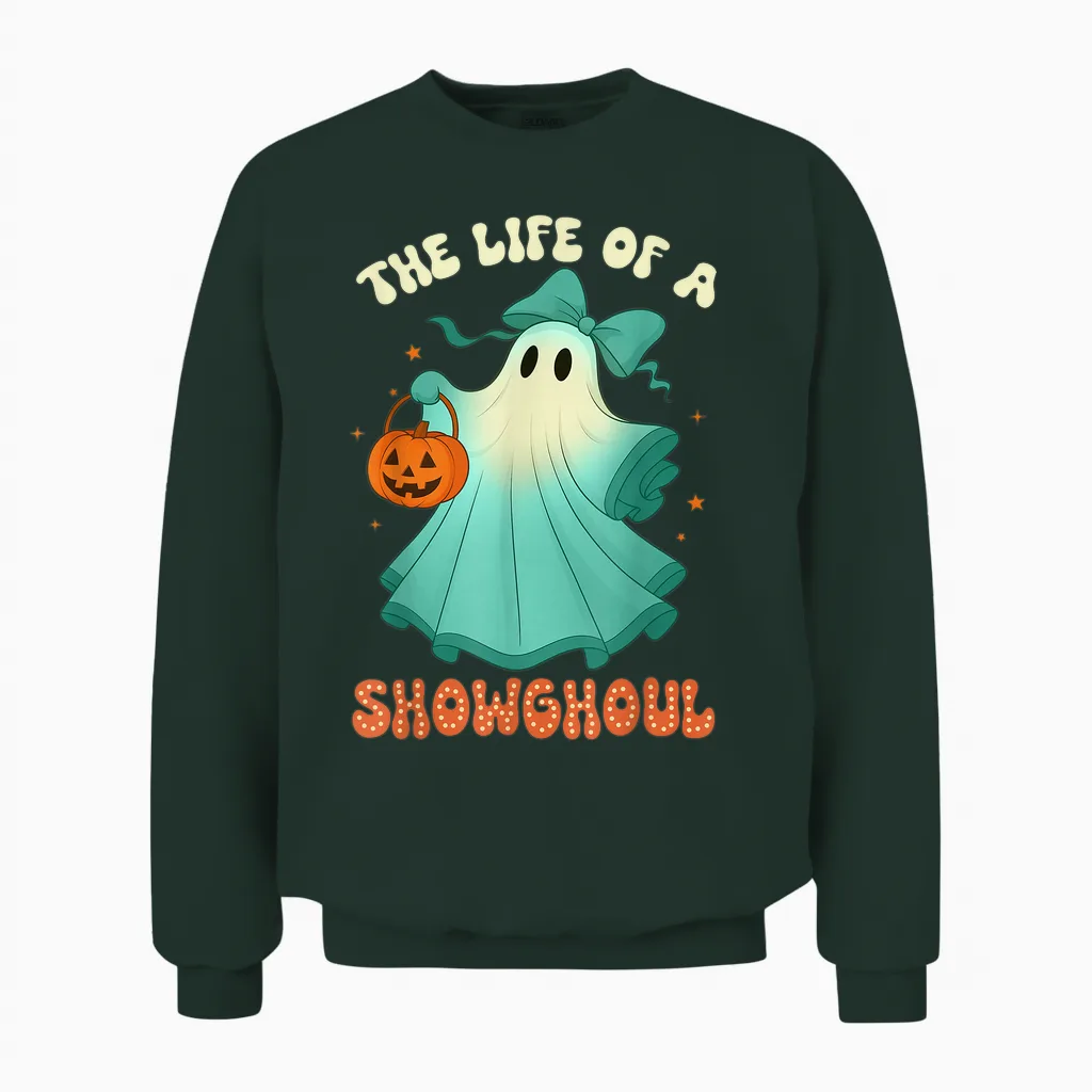 The Life of a Showghoul Retro Halloween Spooky Girls Unisex Sweatshirt in Forest