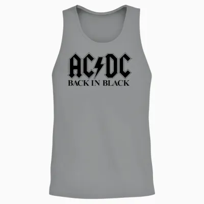 Ac/dc Rock Music Band Back in Black Logo T-Shirt, Gray Unisex Tank Top - Sport Grey