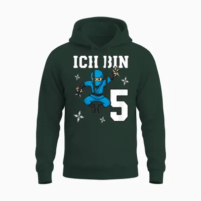 Ich Bin 5 Ninja Geburtstag 5 Jahre Junge Karate Unisex Hoodie - Forest