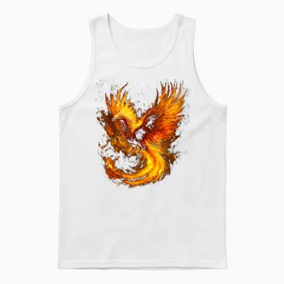 Phoenix Mythical Fantasy Illustration Phoenix T-Shirt, Black, S Unisex Tank Top - White