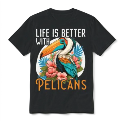 Bird Lover Flying Animal Ornithology Pelicans Unisex T-Shirt - Black
