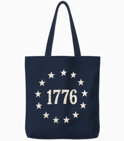 (2 Sides) 1776 We the People 250 Years 1776 2026 4th of July Tote Bags - Navy