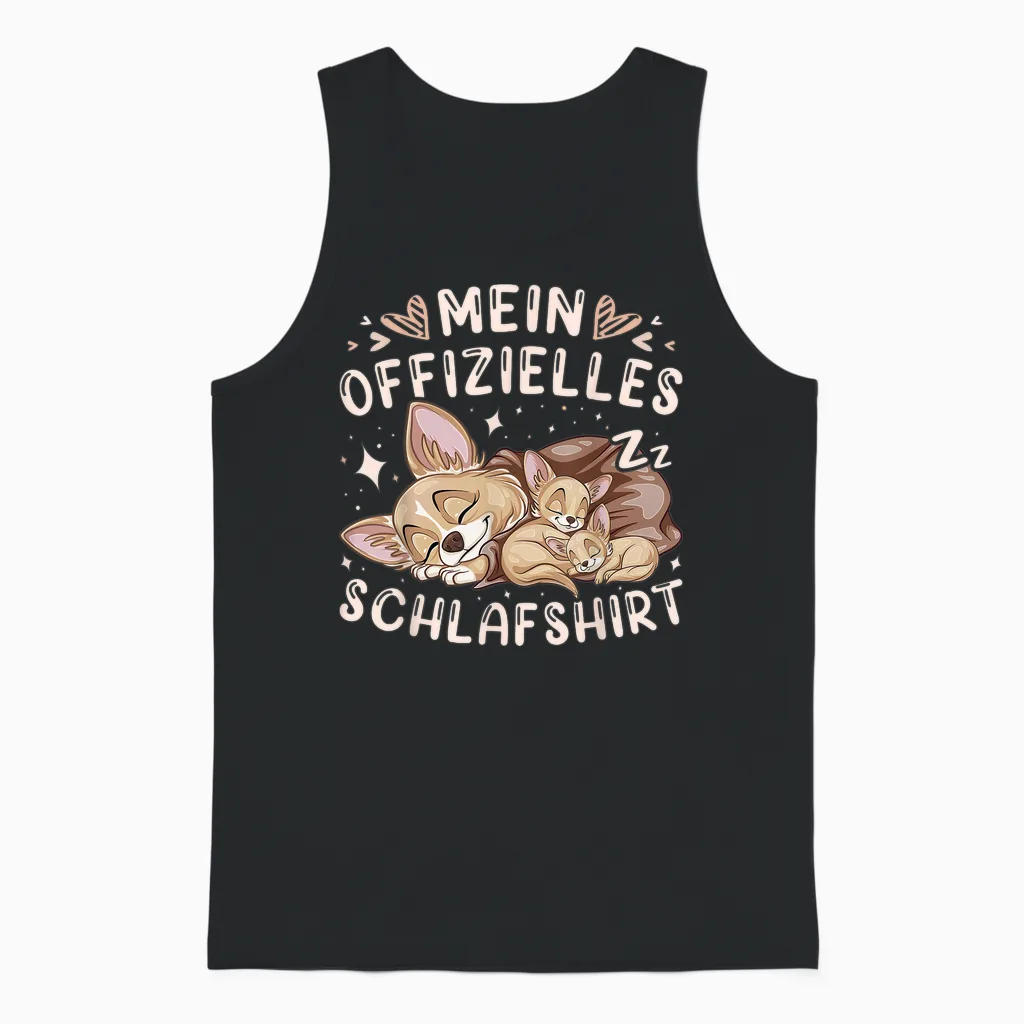 Mein Offizielles Schlafshirt, Chihuahua Hund Mit 2 Welpen Unisex Tank Top in Black