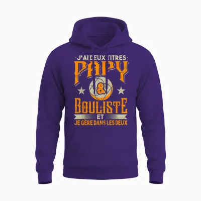 Grandpa Bouliste Petanque Man Gift Humour Boccia Petanque T-Shirt, Black, S Unisex Hoodie - Purple