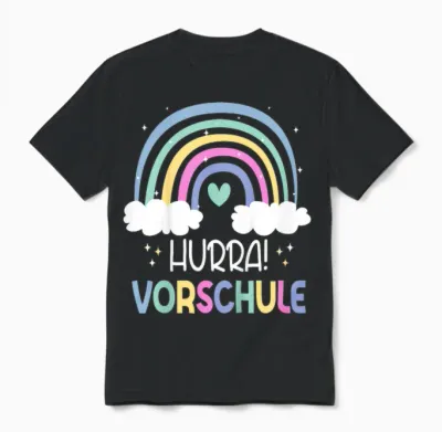 Kinder Hurra Vorschule Regenbogen 2026 Vorschulkind Unisex T-Shirt - Black