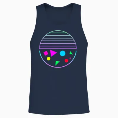 Retro Sunset Style 80s Unisex Tank Top - Navy