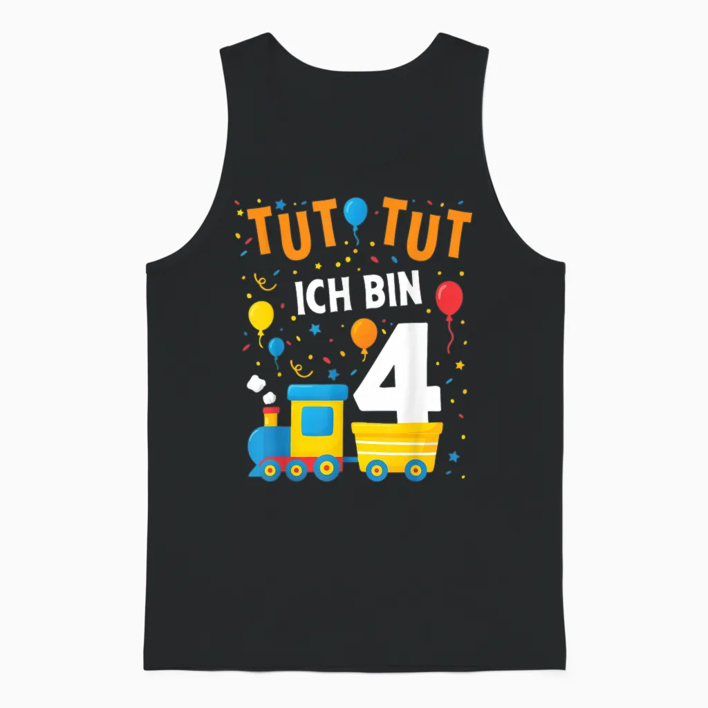 4 Geburtstag Zug Eisenbahn Lokomotive Junge 4er Geburtstag Unisex Tank Top in Black