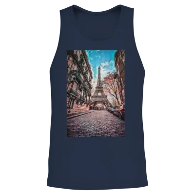 Vintage Eiffel Tower -Paris Painting France Lover Unisex Tank Top - Navy