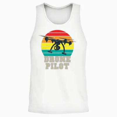 Quadrocopter Retro Drone Pilot Unisex Tank Top - White