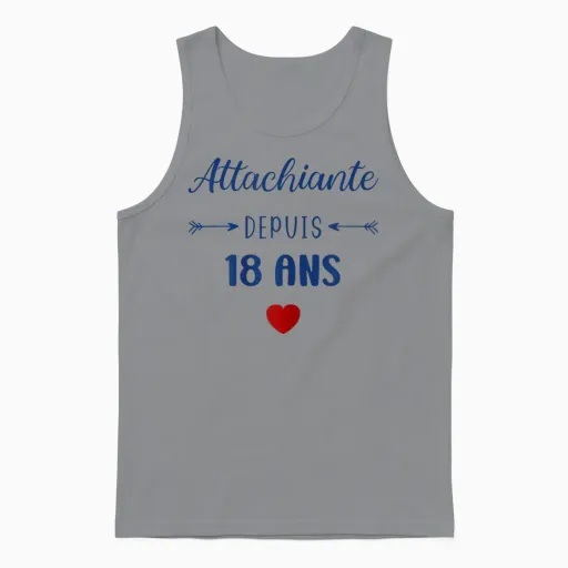 Attachiante 18 Years Birthday 18 Years Girl Teen Humour T-Shirt, White, Female X-Small Unisex Tank Top - Sport Grey