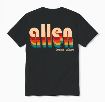 Retro Allen Name Unisex T-Shirt - Black