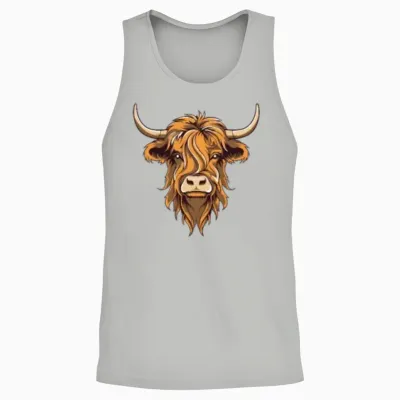 Highland Cattle Logo Emblem Highland Cow Highland Unisex Tank Top - Ash
