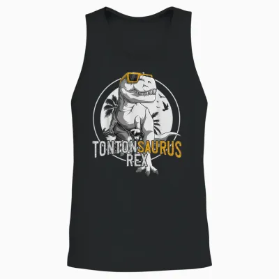 Tontonsaurus Rex Tonton Dinosaur Gift Uncle Unisex Tank Top - Black