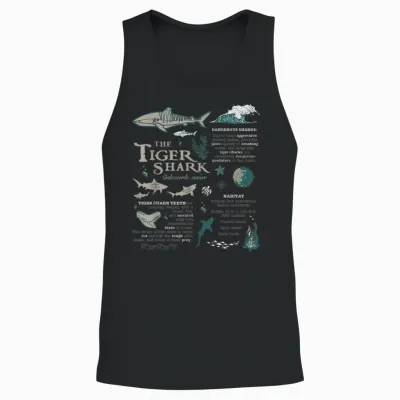 Tiger Shark Anatomy Marine Biologist T-Shirt, Black Unisex Tank Top - Black