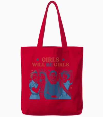 Girl Will Be Girls Patriotic Feminist 4th of July Usa Women Tote Bags - Red