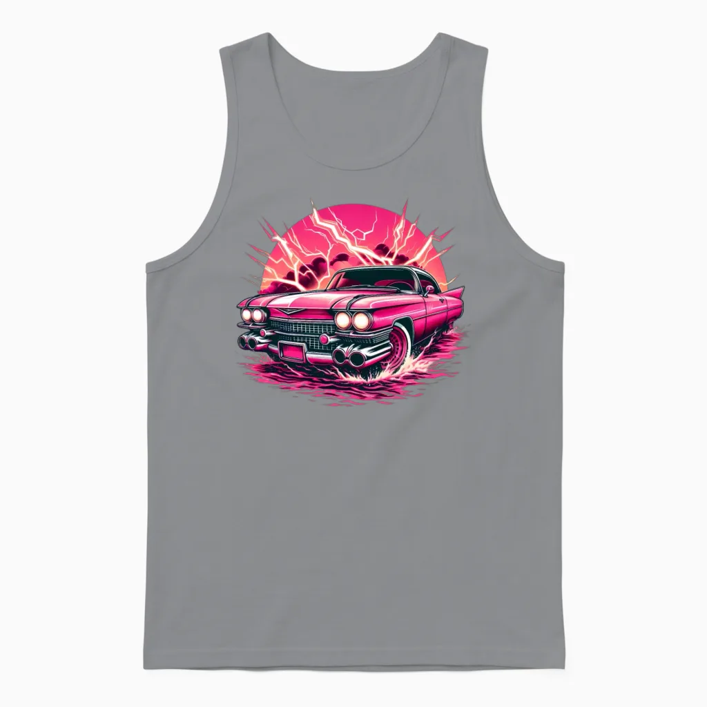 Pink Cadillac Unisex Tank Top in Sport Grey