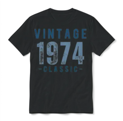 Vintage, 1974, Classic and Elegant Unisex T-Shirt - Black