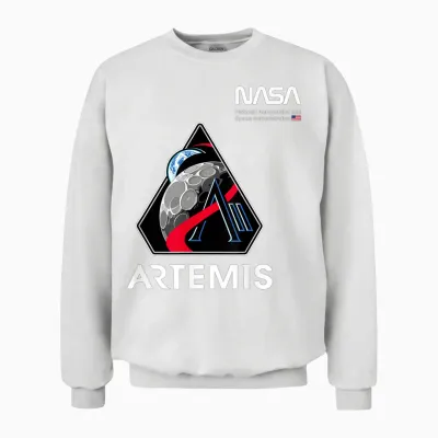 Nasa Artemis Ii Mission Patch Worm Logo Unisex Sweatshirt - White