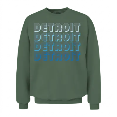 Retro Detroit Michigan Unisex Sweatshirt - Military Green