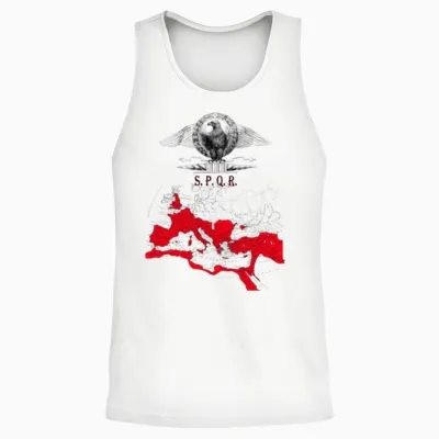 Spqr Banner with Detailed Map of the Roman Empire Unisex Tank Top - White