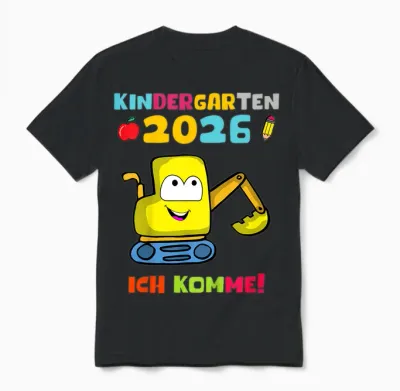 Kinder Kindergarten 2026 Ich Komme Einschulung Kita Unisex T-Shirt - Black