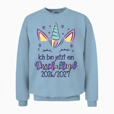 Kinder Einhorn Ich Bin Jetzt Ein Vorschulkind 2026 2027 Unisex Sweatshirt - Light Blue