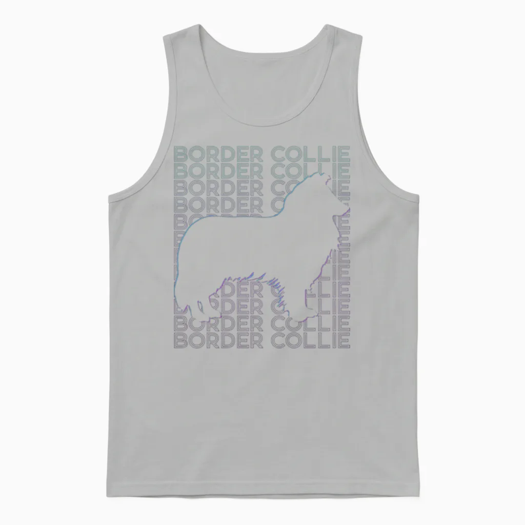 Border Collie Dog Retro Lovers Gift Unisex Tank Top in Ash
