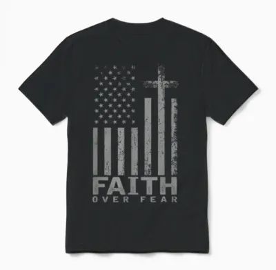 America Pride Us Flag Faith Over Fear Prayer Unisex T-Shirt - Black