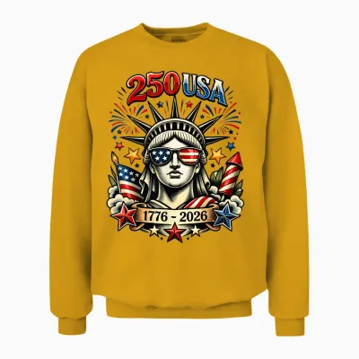 Statue of Liberty 250th America 4 July Unisex Sweatshirt - Gold