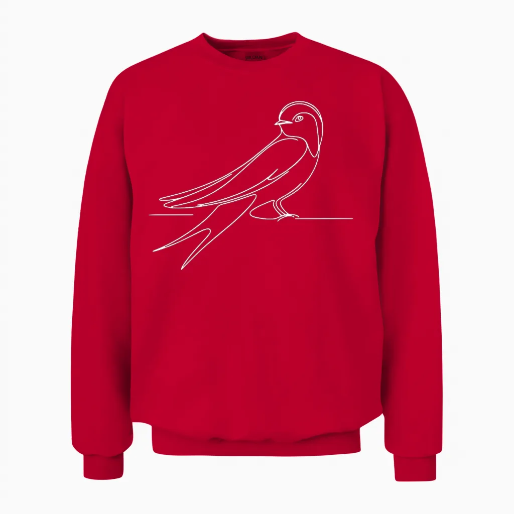 Hirondelle Linéaire Ornithologue T-Shirt Haut De Gamme Unisex Sweatshirt in Red