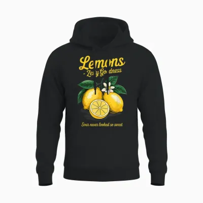Zitronen Zesty Goodness Retro Citrus Bright Look Unisex Hoodie - Black