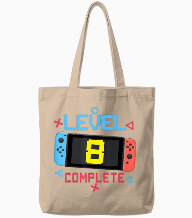 Level 8 Complete Boy 8 Years Old Bday 8th Birthday Gifts Tote Bags in Natural
