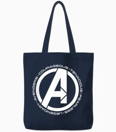 Marvel Super Heroes Avengers Fearless Legendary A-Logo Tote Bags - Navy