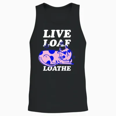 Cool Cat Retro Doodle Unisex Tank Top - Black
