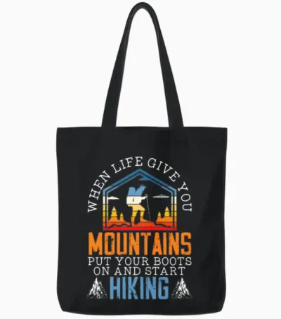 Hike Mountains Climbing Hiker Trek I Love Hiking Tote Bags - Black