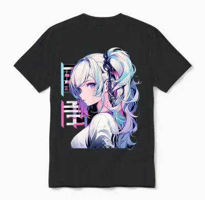 Manga Anime ästhetische Cyberpunk Techwear Harajuku Unisex T-Shirt - Black