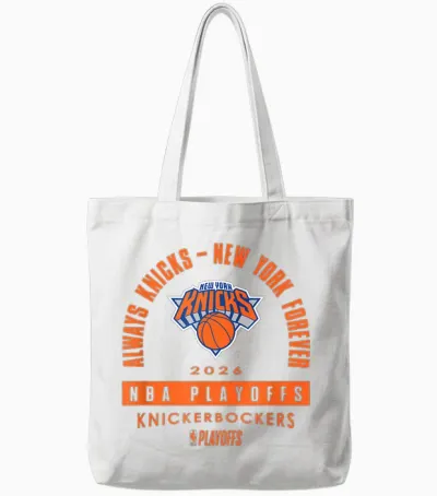 Nba 2026 Playoffs Mantra Knicks Over the Rainbow Tote Bags - White