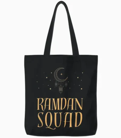 Ramadan Squad Family Group Matching Ramazan Party Pajama Tote Bags - Black