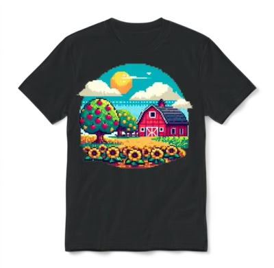 The Retro Farm Unisex T-Shirt - Black