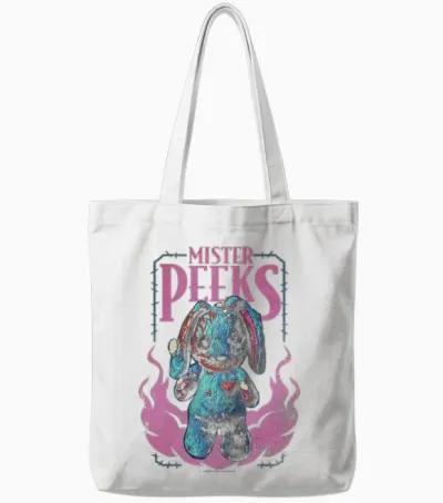 Call of Duty Mister Peeks Zombie Bunny Flames Video Game Tote Bags - White