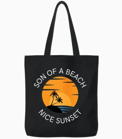 Black Yellow Blue White Simple Beach Tote Bags - Black