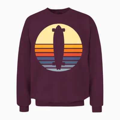 Retro Longboard Unisex Sweatshirt - Maroon