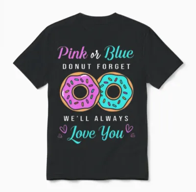 Gender Reveal Pink Blue Baby Shower Unisex T-Shirt - Black