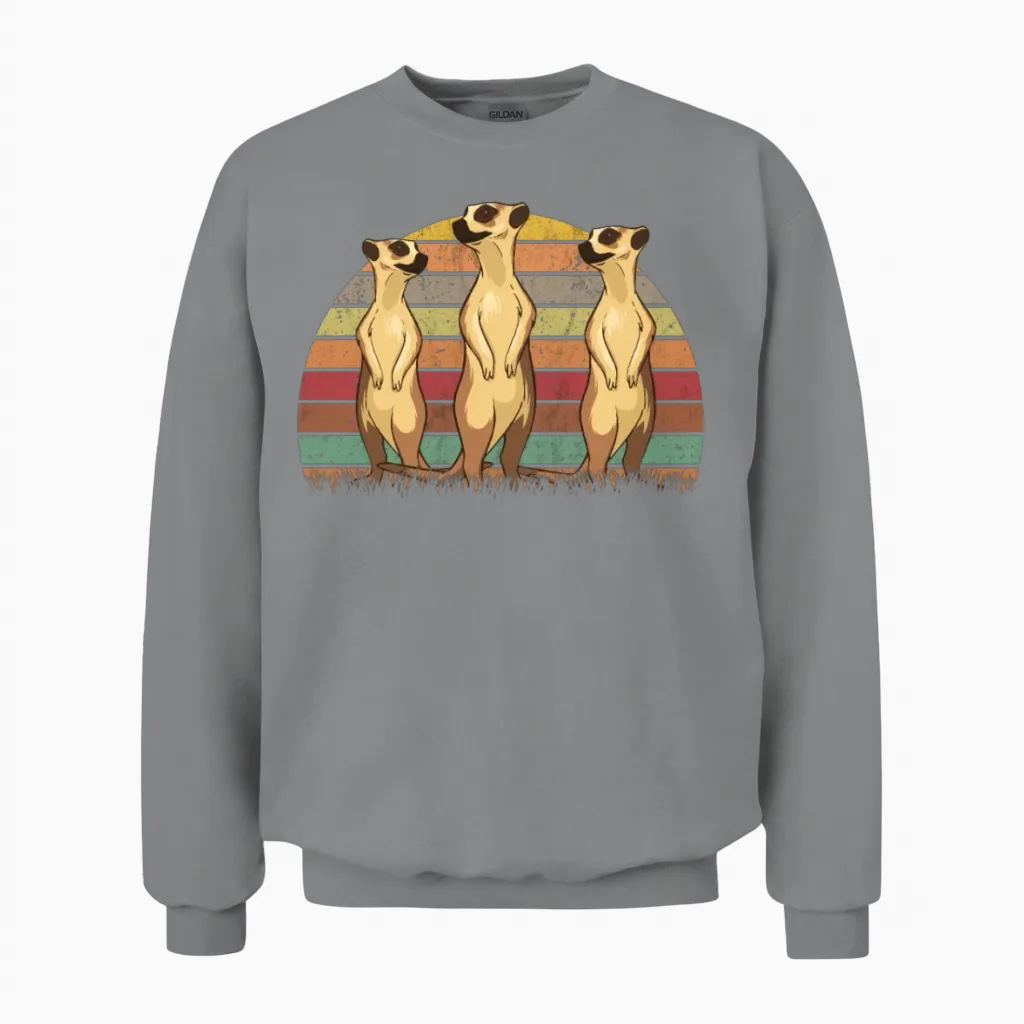 Meerkat Vintage Retro Unisex Sweatshirt - Sport Grey