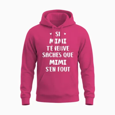 Name Si Mimi T'énerve Humour Custom Name Mimi T-Shirt, Black, Female X-Small Unisex Hoodie - Heliconia