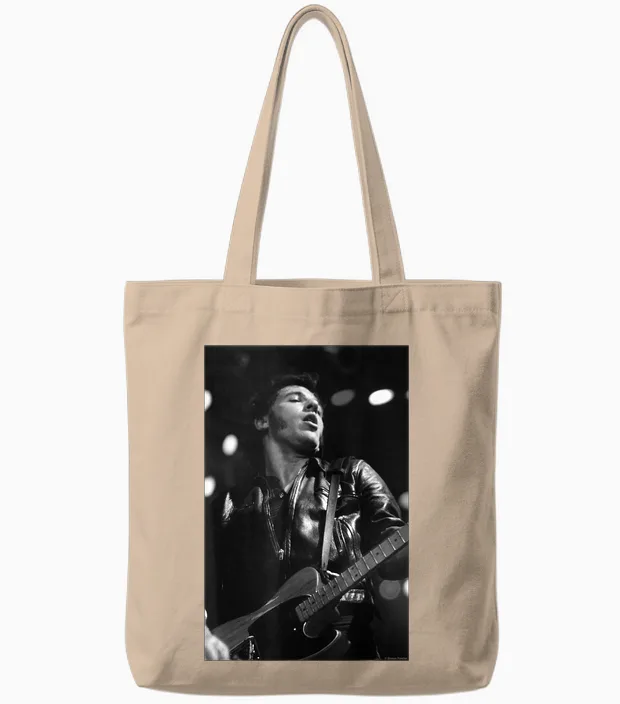 Bruce Springsteen Live at Wembley by Simon Fowler T-Shirt, Black, S Tote Bags in Natural